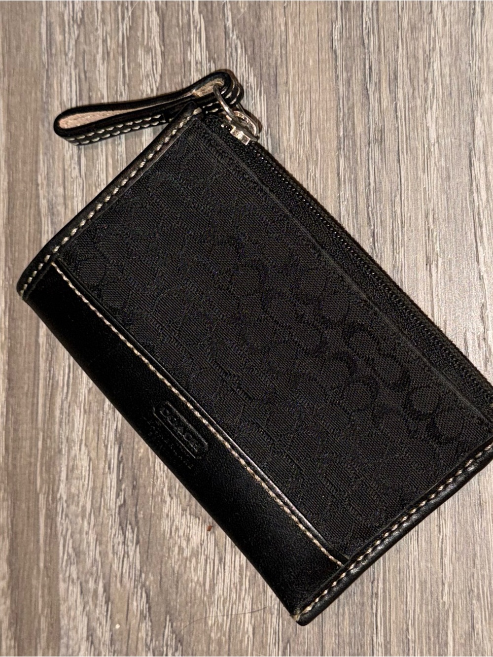 Coach Signature Black ID Case Coin Purse Leather Wallet